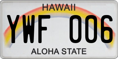 HI license plate YWF006