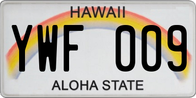 HI license plate YWF009