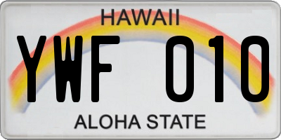HI license plate YWF010