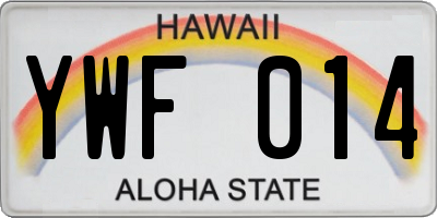 HI license plate YWF014