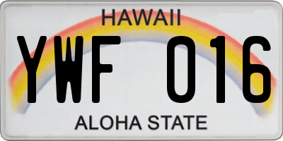 HI license plate YWF016