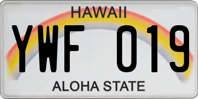 HI license plate YWF019