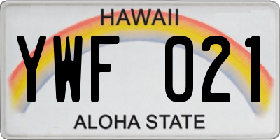 HI license plate YWF021
