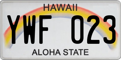 HI license plate YWF023