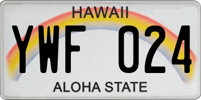 HI license plate YWF024