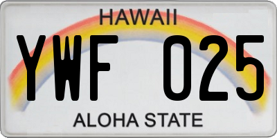 HI license plate YWF025