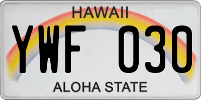 HI license plate YWF030