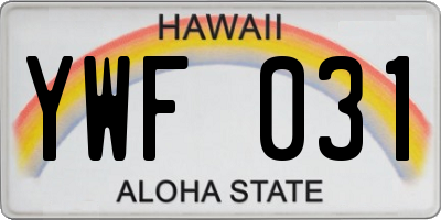 HI license plate YWF031