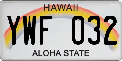 HI license plate YWF032