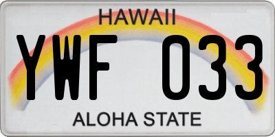 HI license plate YWF033