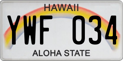 HI license plate YWF034