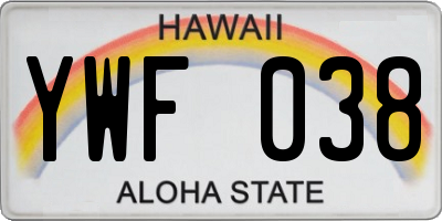 HI license plate YWF038