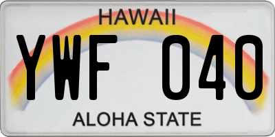 HI license plate YWF040