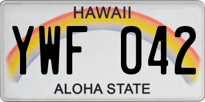 HI license plate YWF042