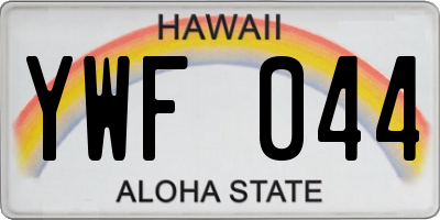 HI license plate YWF044