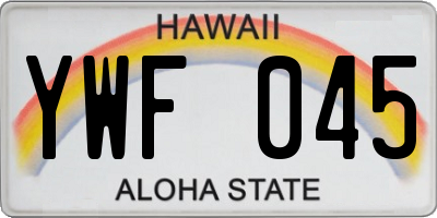 HI license plate YWF045