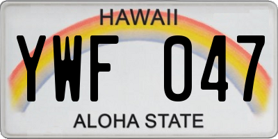 HI license plate YWF047