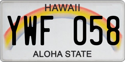 HI license plate YWF058
