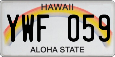 HI license plate YWF059