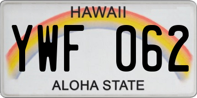 HI license plate YWF062