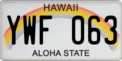HI license plate YWF063
