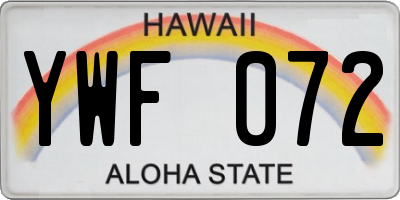 HI license plate YWF072