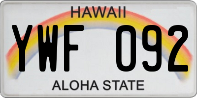 HI license plate YWF092
