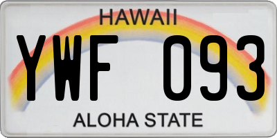 HI license plate YWF093