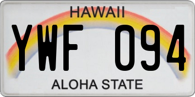 HI license plate YWF094