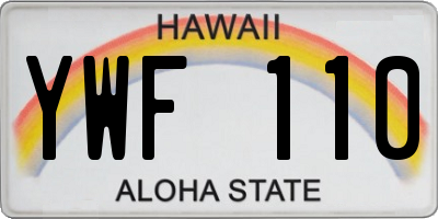 HI license plate YWF110