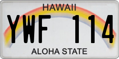 HI license plate YWF114