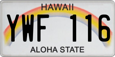 HI license plate YWF116