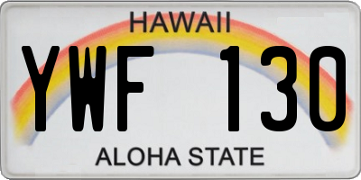 HI license plate YWF130