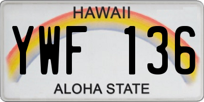 HI license plate YWF136