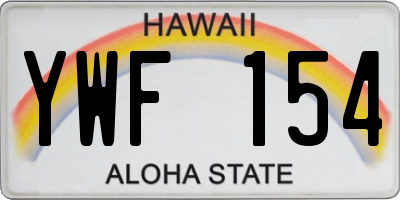 HI license plate YWF154