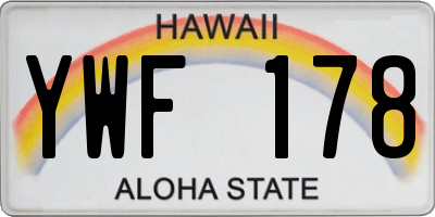 HI license plate YWF178