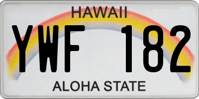 HI license plate YWF182