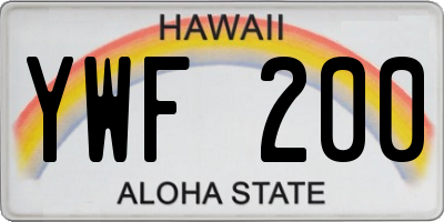 HI license plate YWF200