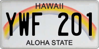 HI license plate YWF201