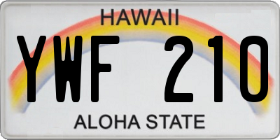 HI license plate YWF210