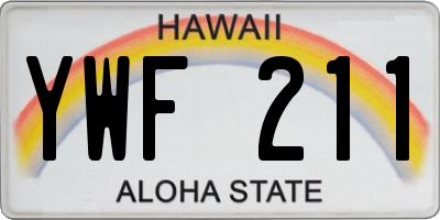 HI license plate YWF211