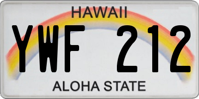 HI license plate YWF212