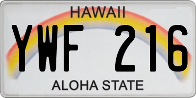 HI license plate YWF216