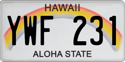 HI license plate YWF231