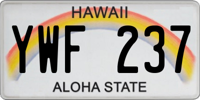 HI license plate YWF237