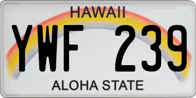 HI license plate YWF239