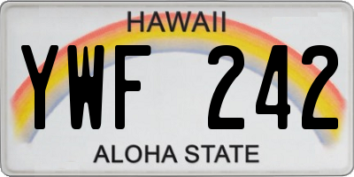 HI license plate YWF242