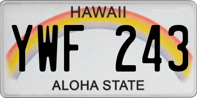 HI license plate YWF243