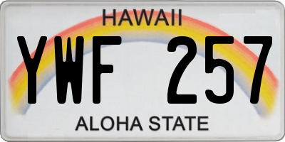 HI license plate YWF257