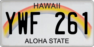 HI license plate YWF261
